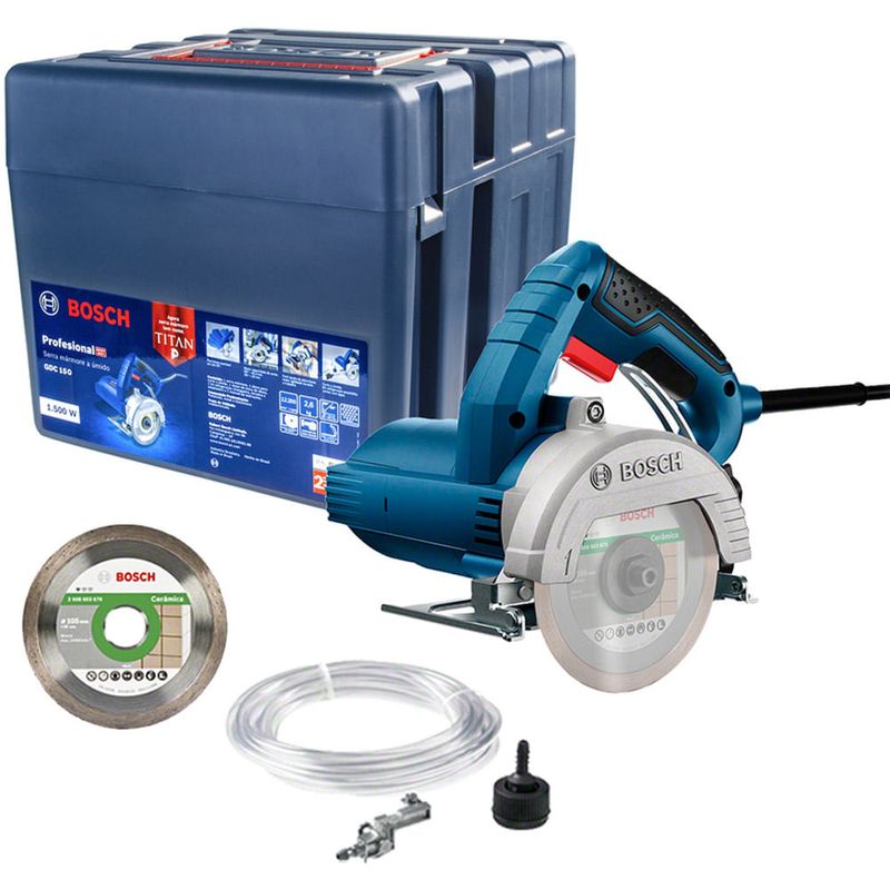 serra mármore bosch gdc 151 titan 1500w 127v com disco, kit e maleta