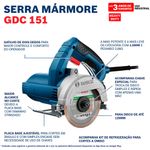 serra mármore bosch gdc 151 titan 1500w 127v com disco, kit e maleta