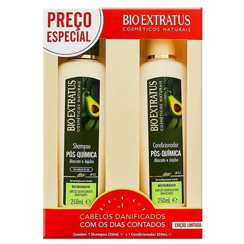 kit shampoo + condicionador de cabelos bio extratus pós química 250ml