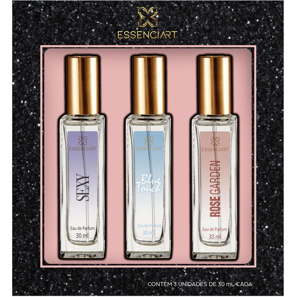 Kit Essenciart Feminino Sexy 3x30ml Blue Touch Rose Garden