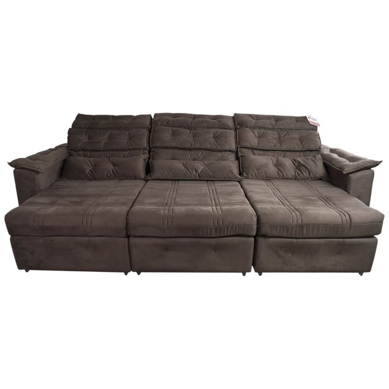 sofá 5 lugares aga califórnia retrátil e reclinável com carregador indução tabaco (mp)