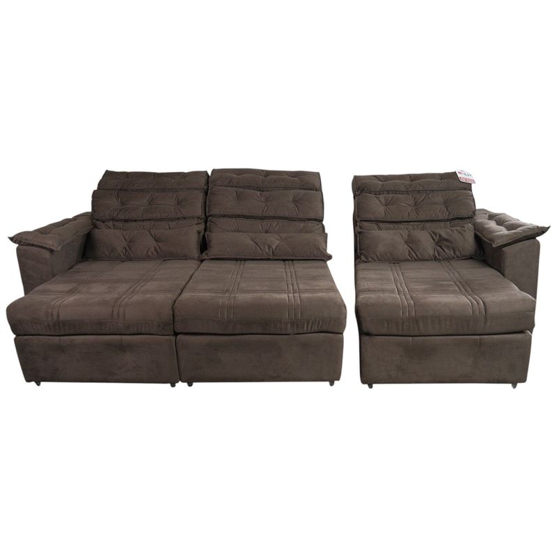 sofá 5 lugares aga califórnia retrátil e reclinável com carregador indução tabaco (mp)