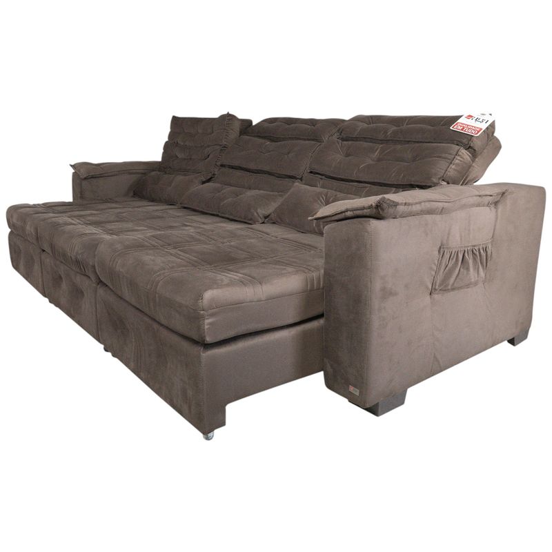 sofá 5 lugares aga califórnia retrátil e reclinável com carregador indução tabaco (mp)