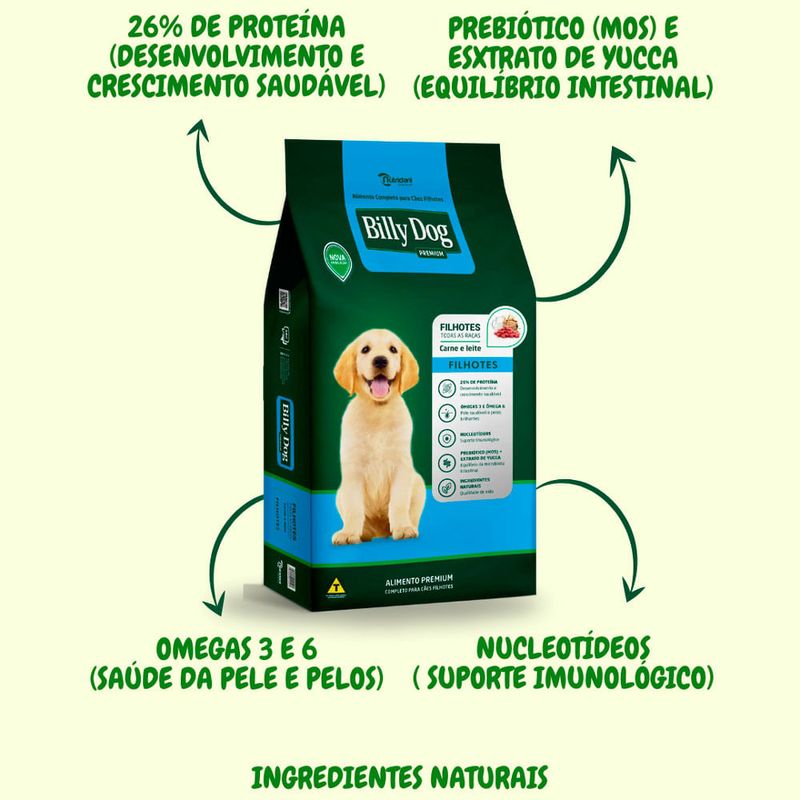 ração para cães filhotes billy dog leite 15gk (mp)