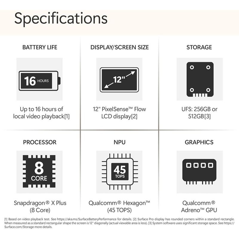 microsoft surface pro 2025 16gb 12" 256gb prata a-mbi