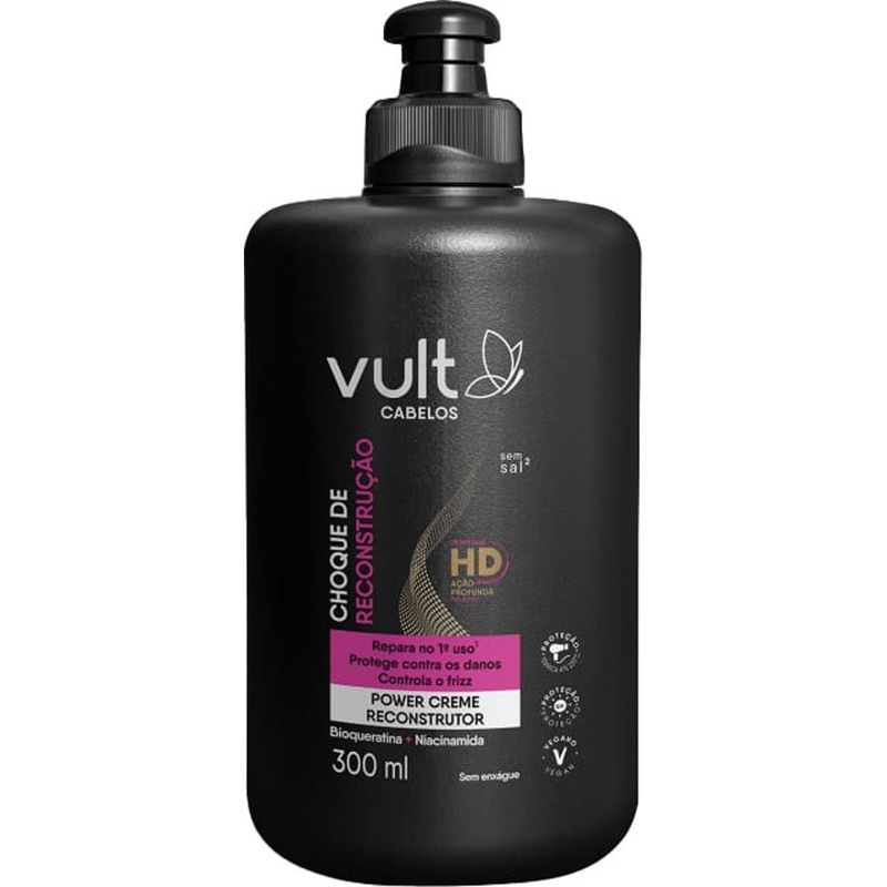 creme de pentear vult cabelos choque de reconstrução 300ml