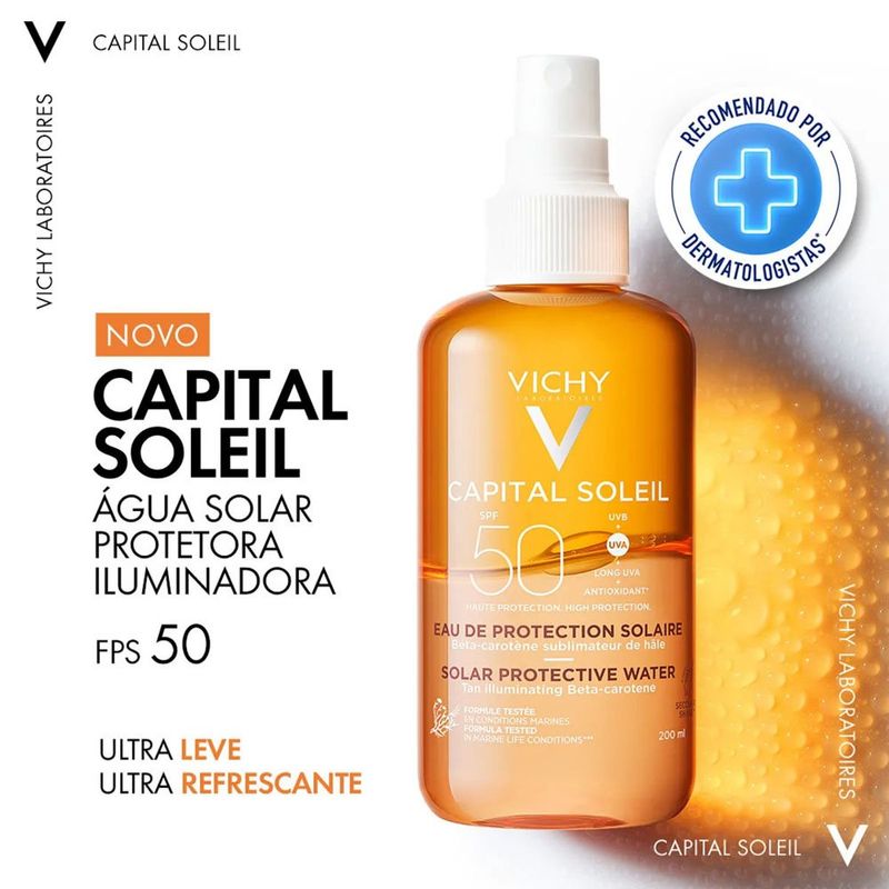 água solar protetora iluminadora corporal vichy fps50 200ml