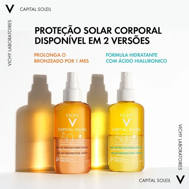 água solar protetora iluminadora corporal vichy fps50 200ml