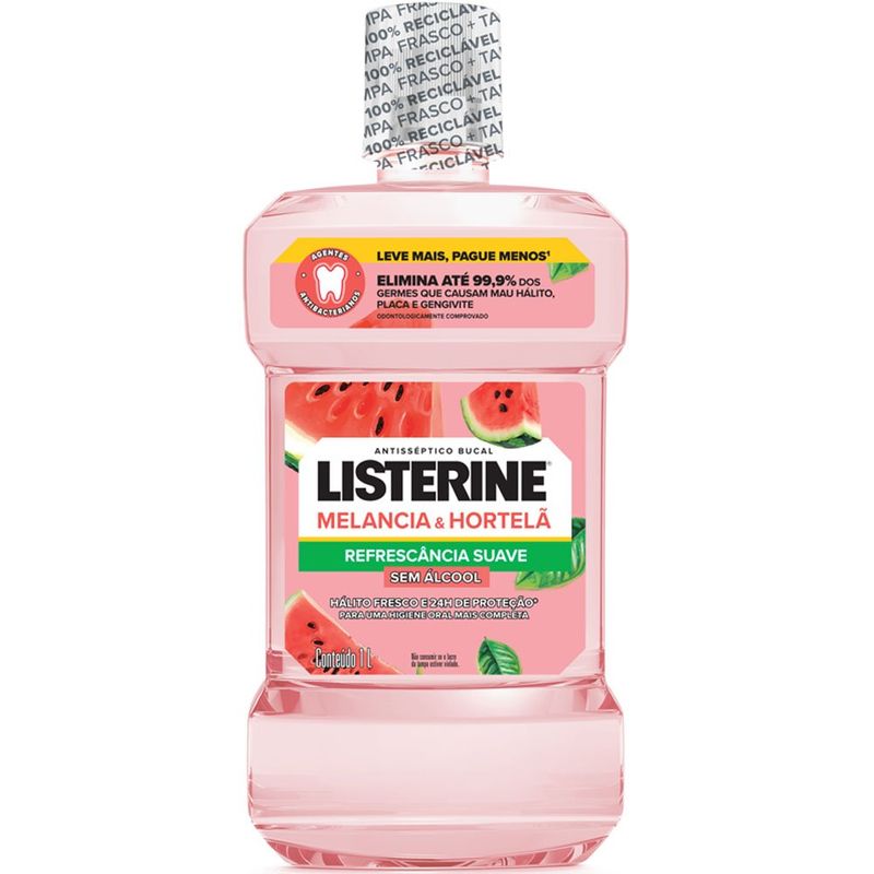 antisséptico bucal melancia & hortelã sem álcool 1l listerine