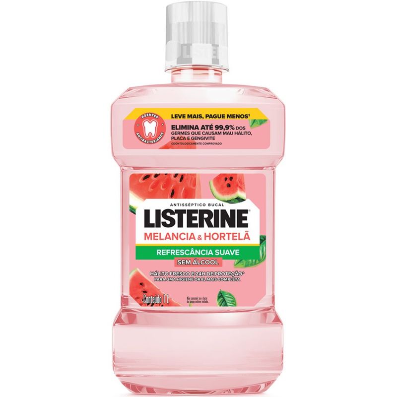 antisséptico bucal melancia & hortelã sem álcool 1l listerine
