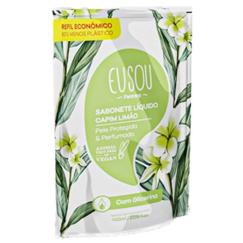 sabonete líquido eu sou parentex capim limão refil 400ml