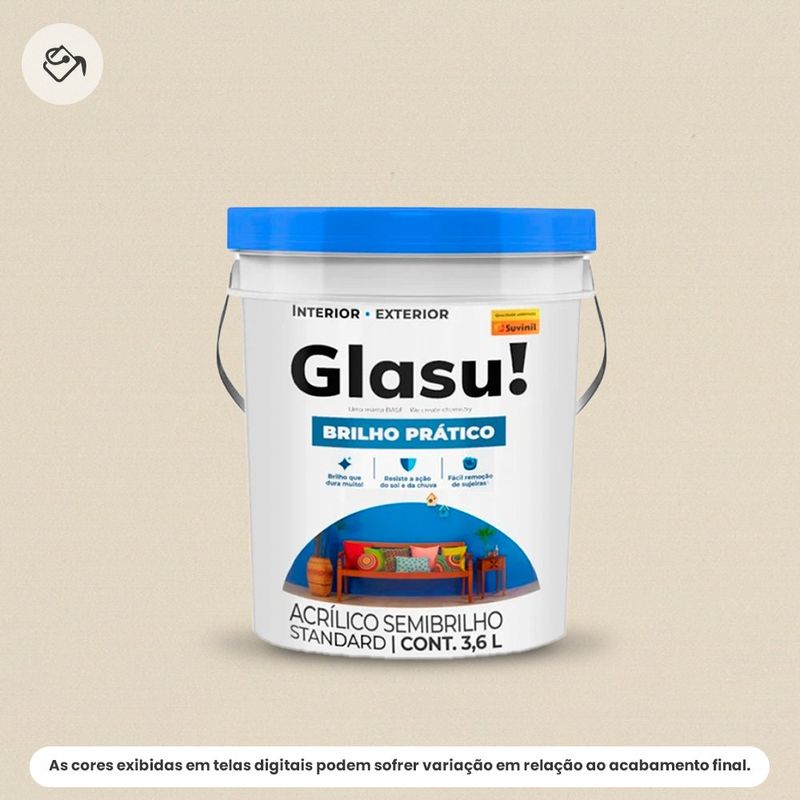tinta acrílica standard semibrilho glasu suvinil balde 3,6l brilho prático palha (mp)