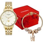 kit relógio feminino mondaine dourado 32707lpmkde1k2