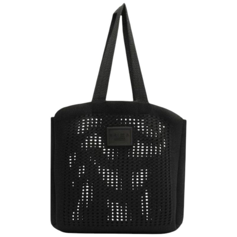 bolsa brizza arezzo shopping crochê mônaco grande preta 39x10x37cm (mp)