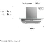 coifa de parede 60cm efficient com luz led inox ce6vx