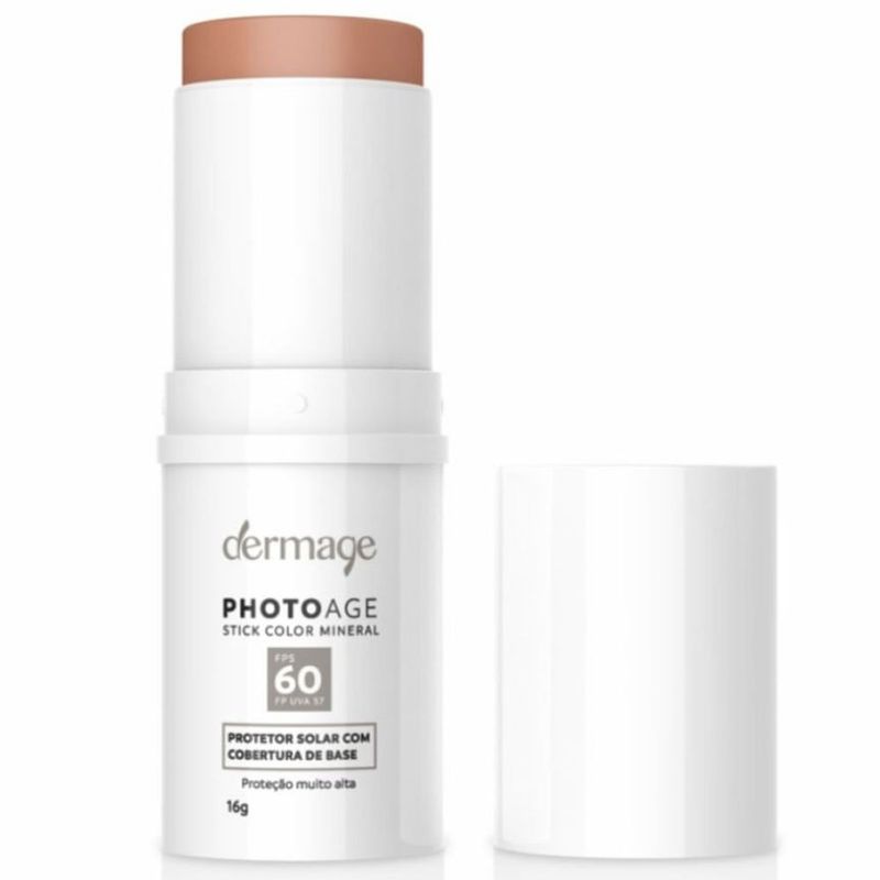 protetor solar facial dermage photoage stick color mineral fps60 médio 16g