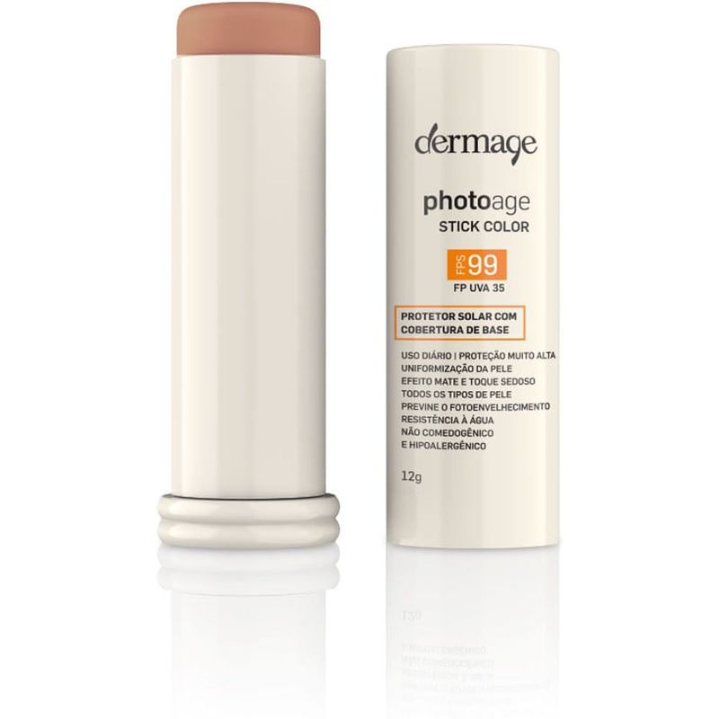 protetor solar facial dermage photoage stick color fps 99 médio 12g