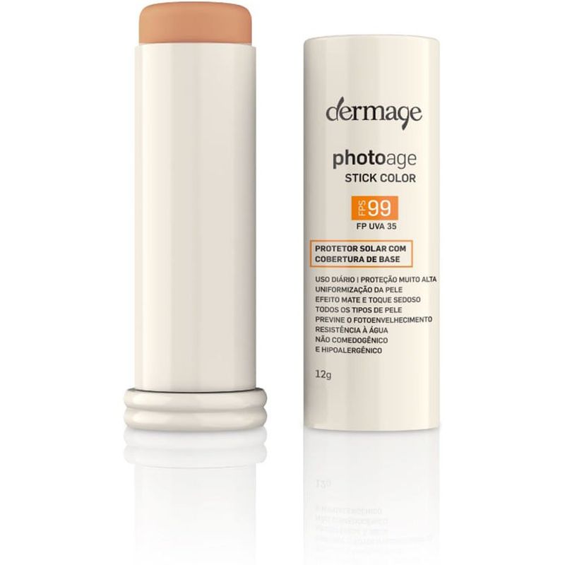 protetor solar facial dermage photoage stick color fps 99 claro 12g