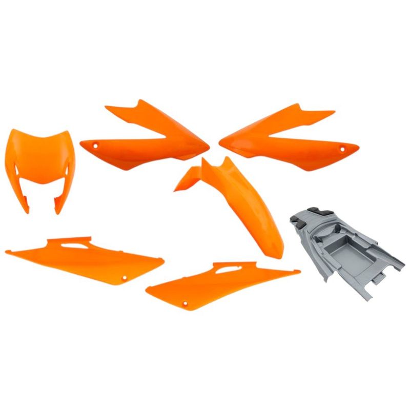 kit carenagem 7 peças wester moto nxr bros 150 2010 laranja injetado (mp)