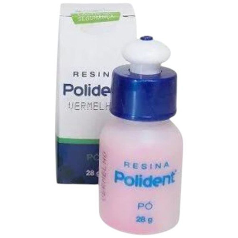resina ortodôntica polidental pó vermelho 28g (mp)