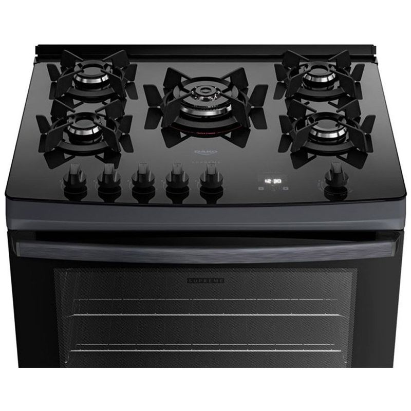 fogão 5 bocas dako supreme timer glass com painel touch gás 300001821