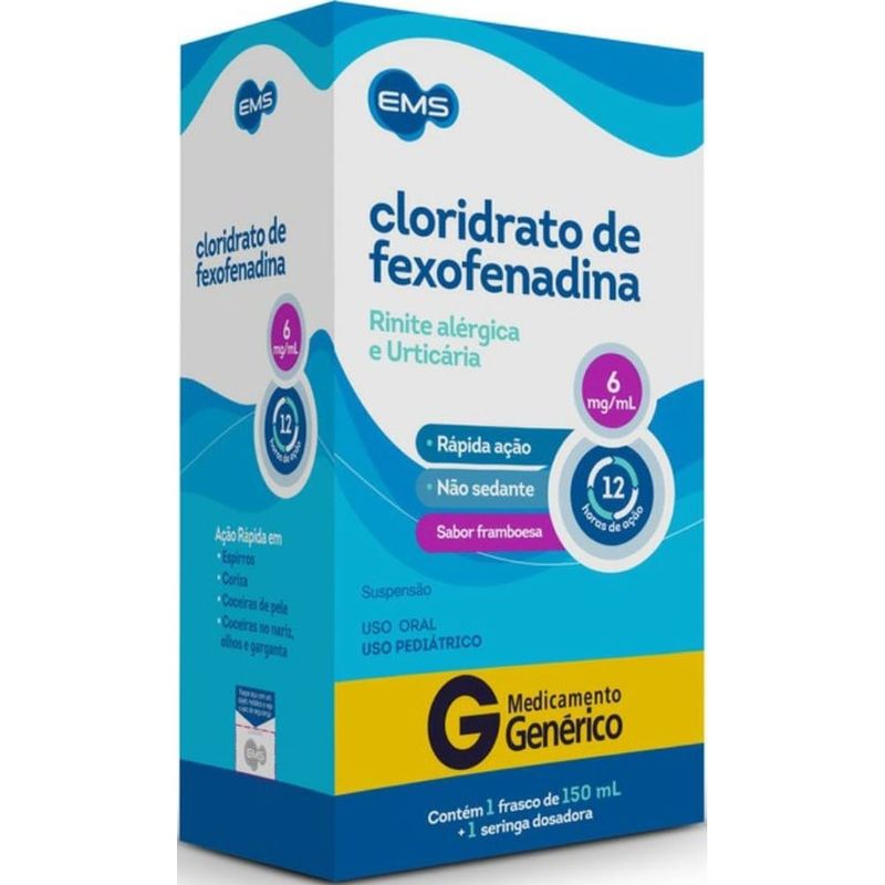 cloridrato de fexofenadina 6mg/ml 150ml suspensão oral ems
