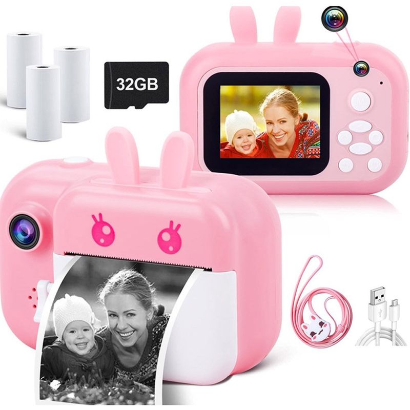 câmera infantil minibear rosa selfie 40mp 32gb a-bi