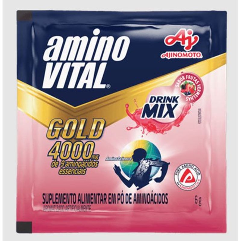 amino vital gold 400mg drinkmix sabor fruta vermelha sachê 6g