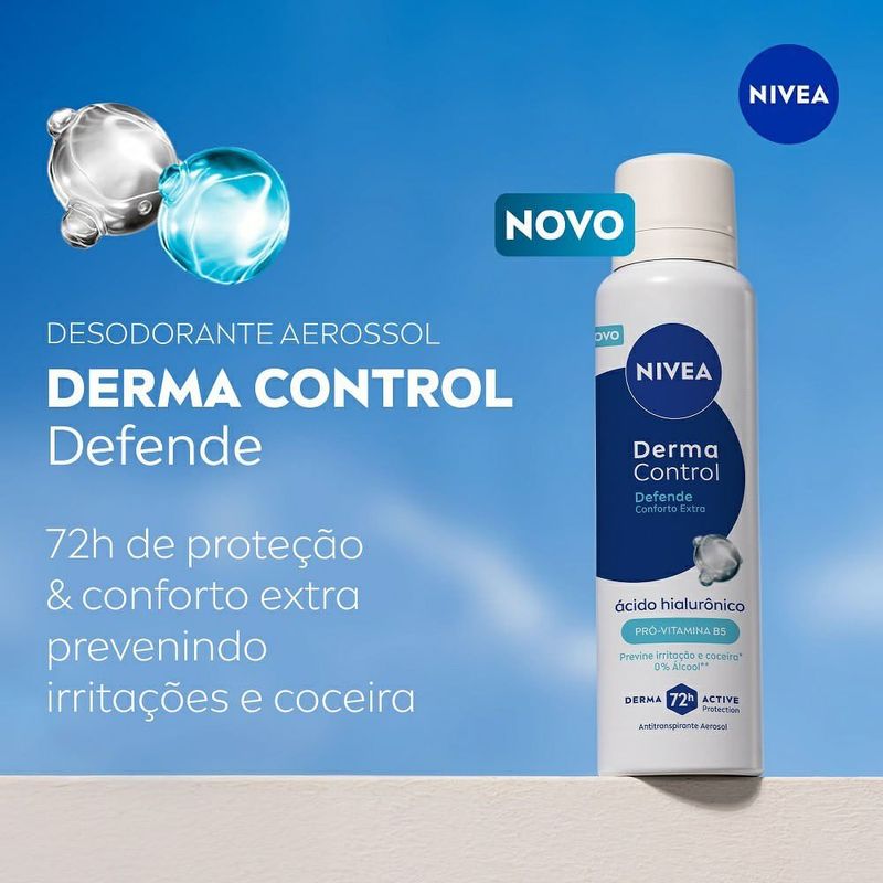 desodorante antitranspirante aerossol nivea derma control defende 72h 150ml