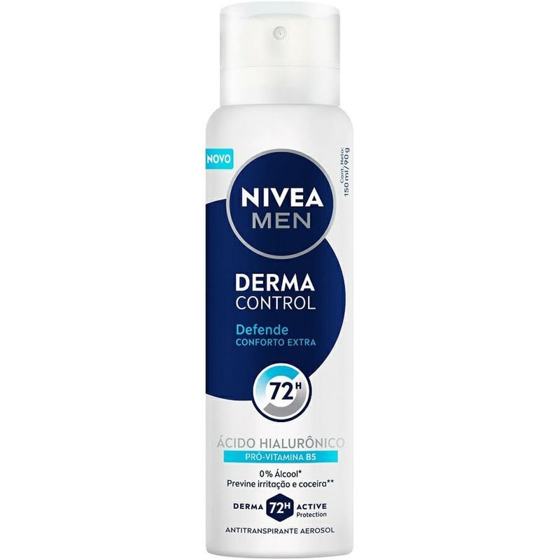 desodorante antitranspirante aerossol nivea men derma control defende 72h 150ml