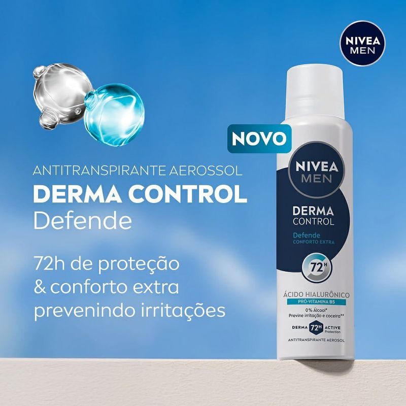 desodorante antitranspirante aerossol nivea men derma control defende 72h 150ml
