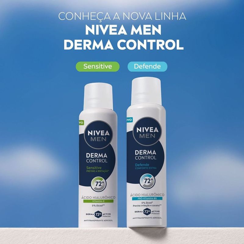 desodorante antitranspirante aerossol nivea men derma control defende 72h 150ml