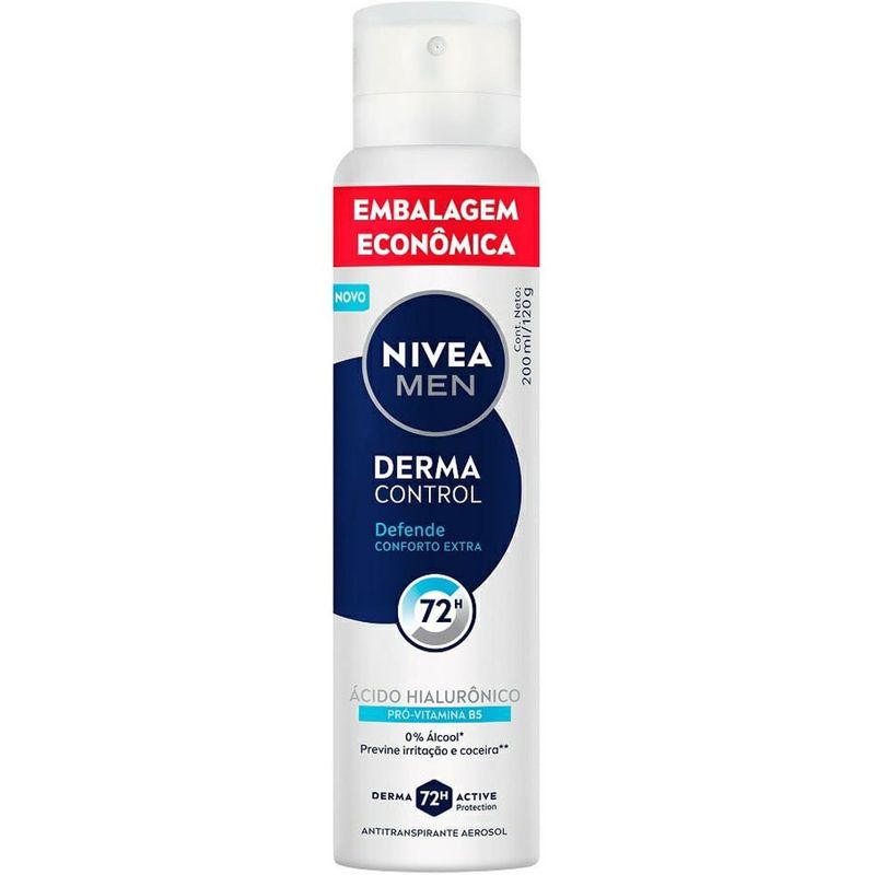 desodorante antitranspirante aerossol nivea men derma control 72h 200ml