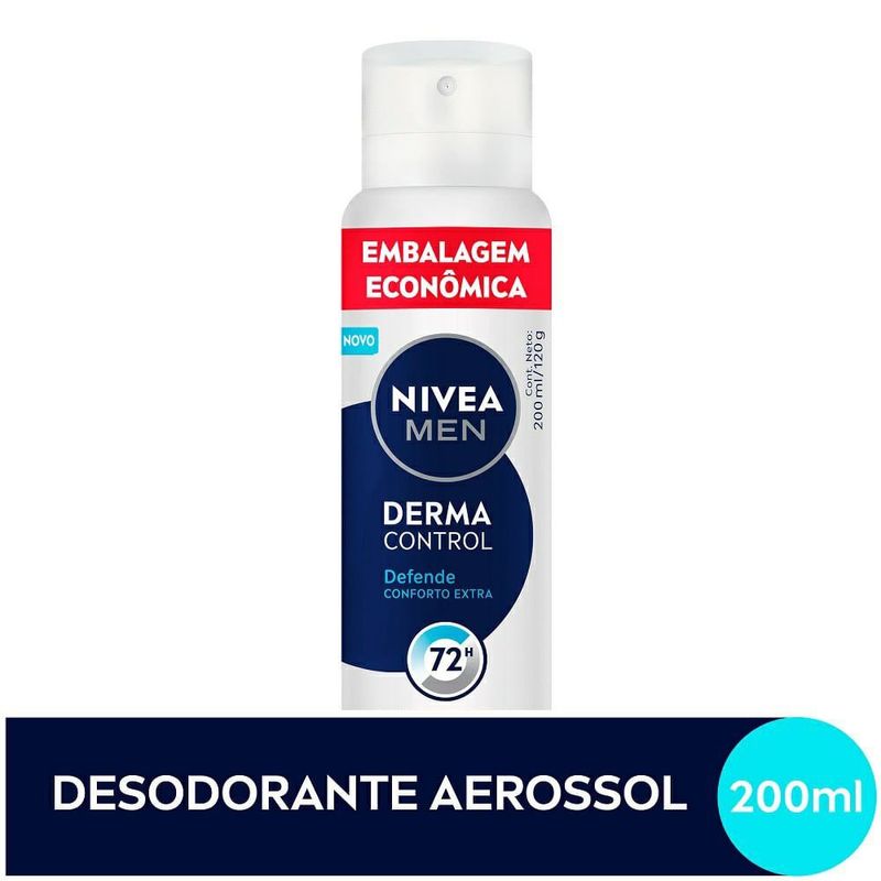 desodorante antitranspirante aerossol nivea men derma control 72h 200ml