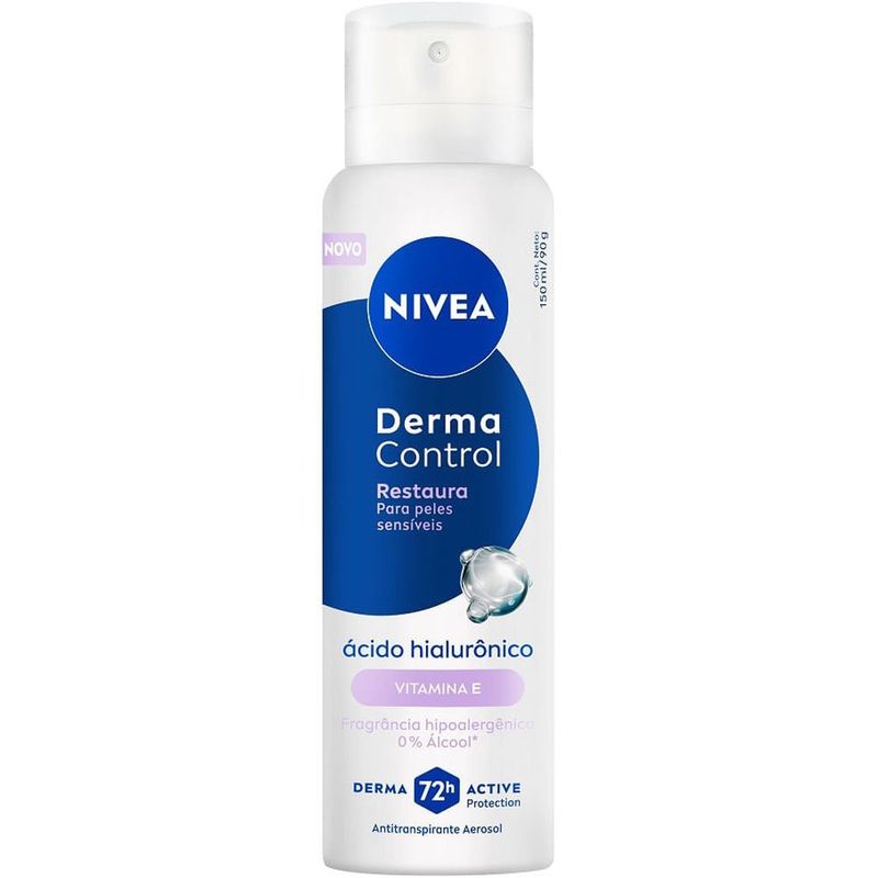 desodorante antitranspirante aerossol nivea derma control restaura 72h 150ml