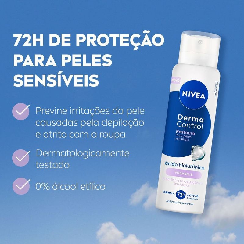 desodorante antitranspirante aerossol nivea derma control restaura 72h 150ml