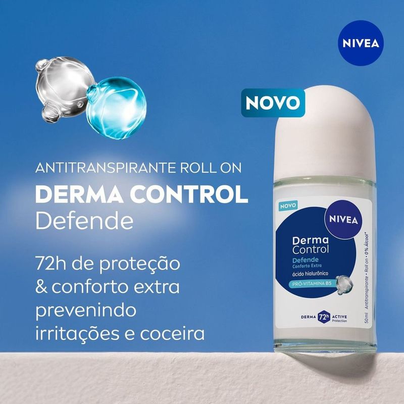 desodorante antitranspirante roll-on nivea derma control defende 72h 50ml
