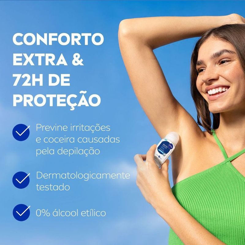 desodorante antitranspirante roll-on nivea derma control defende 72h 50ml