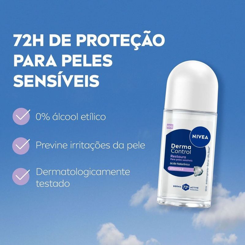 desodorante antitranspirante roll-on nivea derma control restaura 72h 50ml