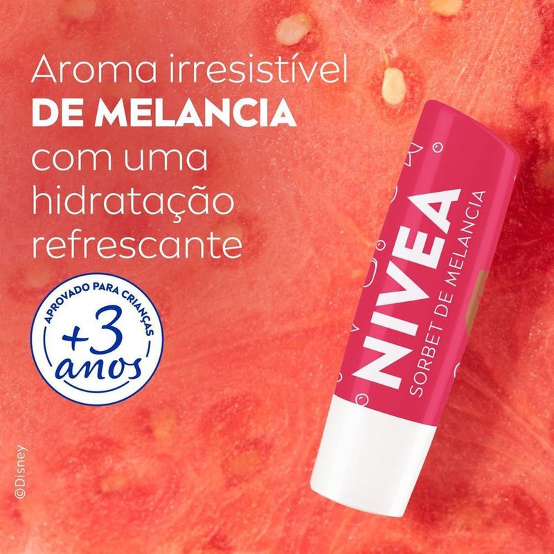hidratante labial nivea disney princesa moana sorbet de melancia 4,8g