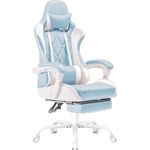 cadeira gamer homall com apoio para os pés azul claro/branco a-mbi