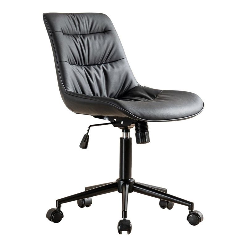 cadeira de escritório kidol & shellder altura ajustável em couro preto a-mbi