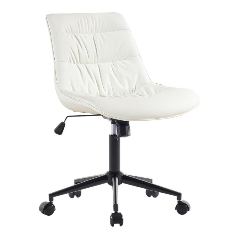 cadeira de escritório kidol & shellder altura ajustável em couro branco a-mbi