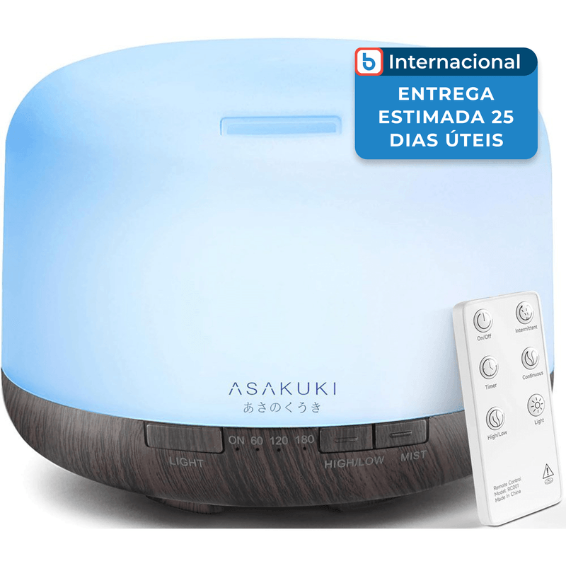 difusor oleo 500ml com controle remoto asakuki marrom a-mbi