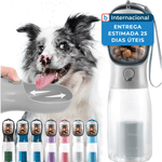 garrafa portatil agua e comida para pet 3 em 1 moonymars cinza a-mbi