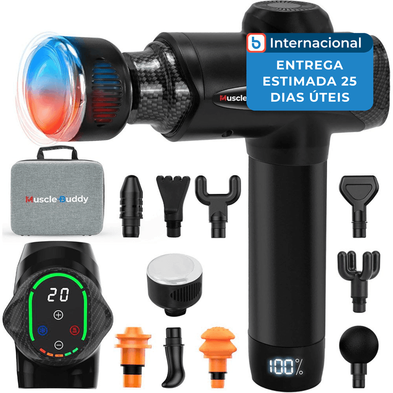 pistola massagem portatil 20 niveis musclebuddy preto a-mbi