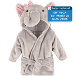 roupão baby elefante 0-9 meses hudson cinza a-mbi