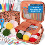 kit crochê coopay 58 peças portátil laranja a-mbi