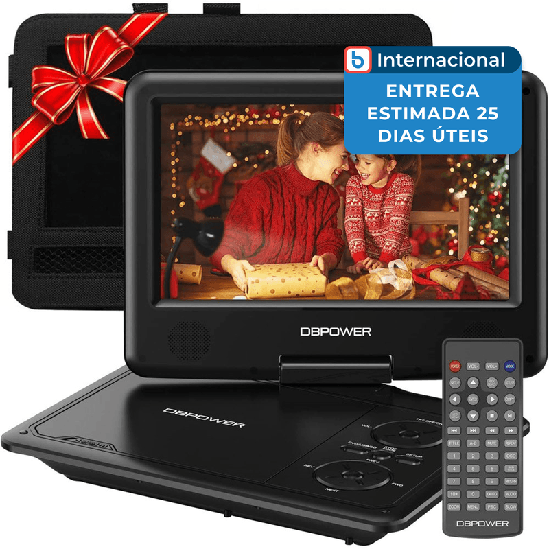 leitor de dvd dbpower com cartão sd/usb 9 polegadas preto a-mbi