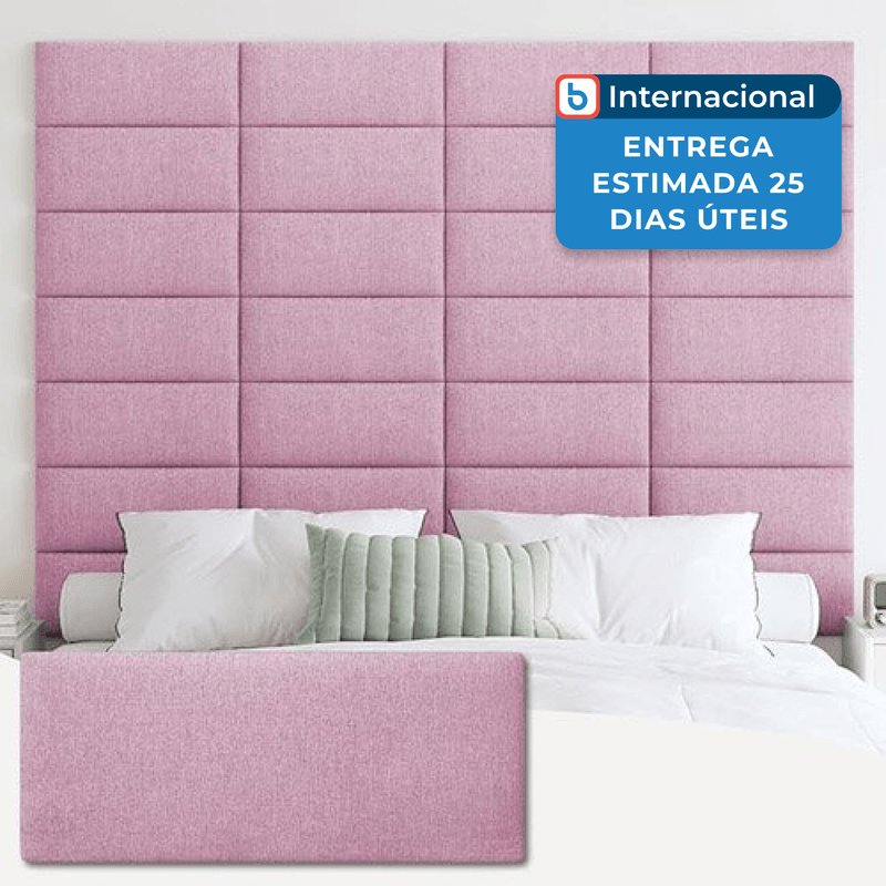 cabeceira estofada ifnow 25x61cm com 9 painéis rosa a-mbi